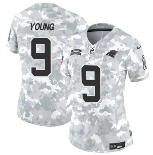 Womens Carolina Panthers #9 Bryce Young 2024 F.U.S.E Arctic Camo Salute To Service Limited Stitched Jersey Dzhi